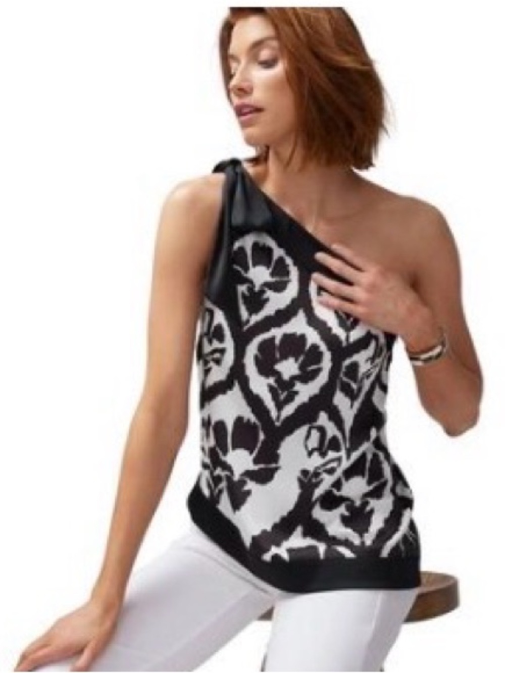 WHBM One Shoulder Floral Top Size Small